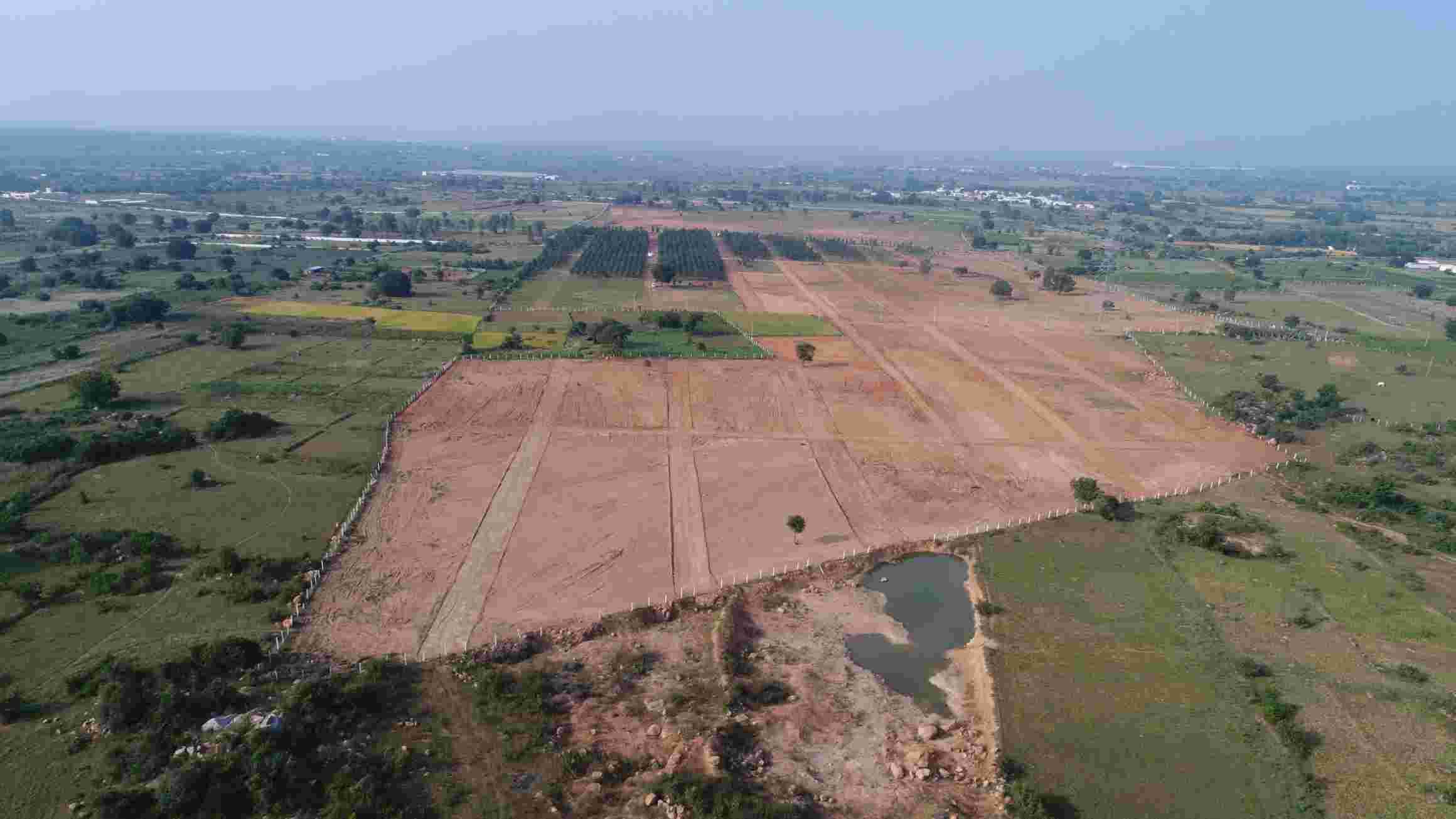 Drone view of landscaped township