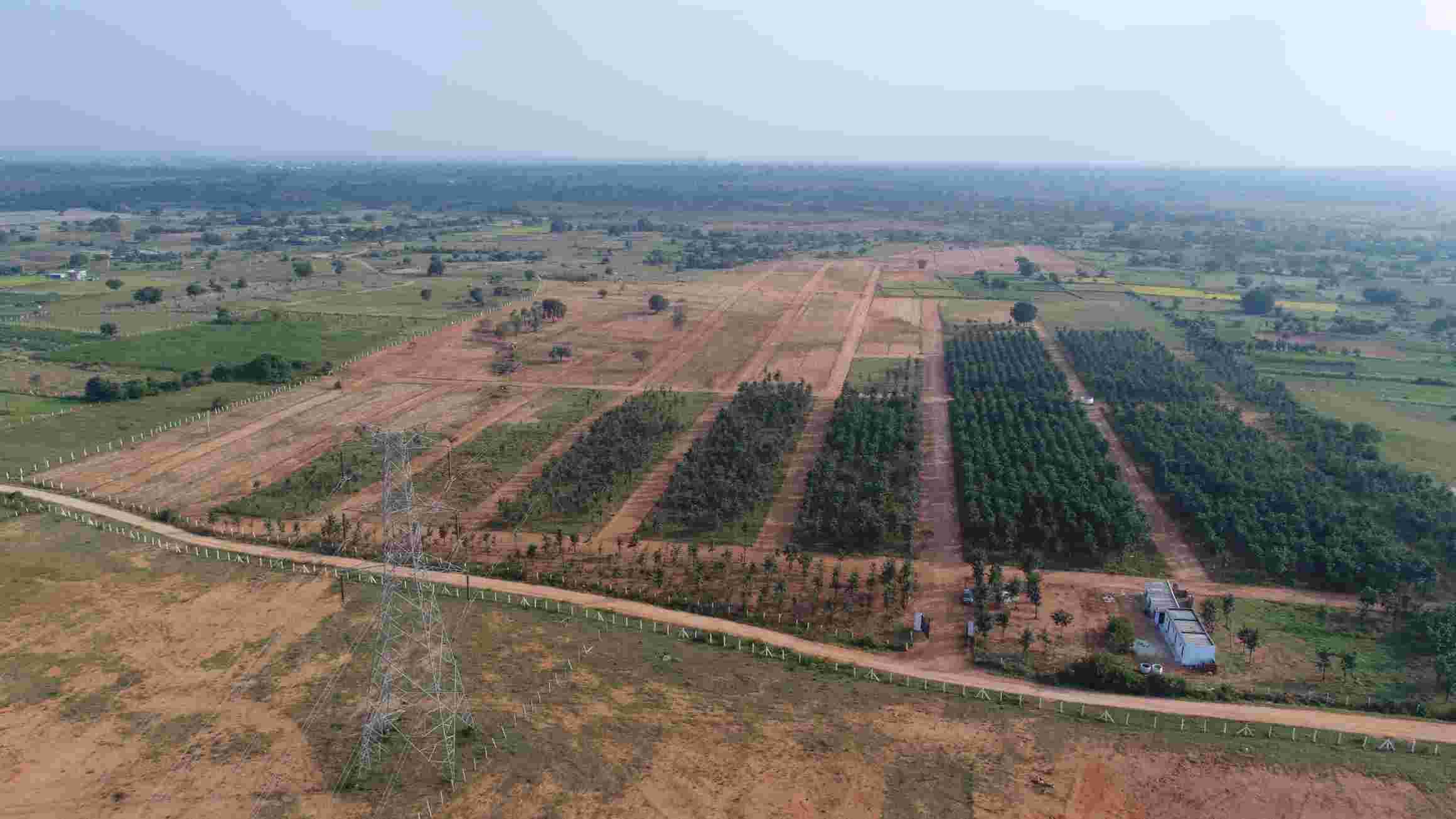 Drone view of landscaped township